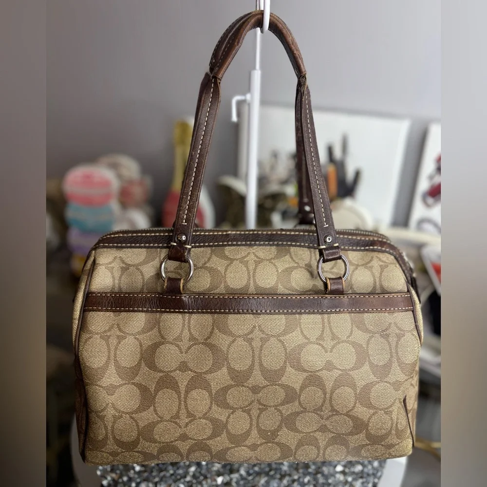 Coach 2009 rehab Heritage Stripe Signature Satchel GUC - Picture 3 of 14